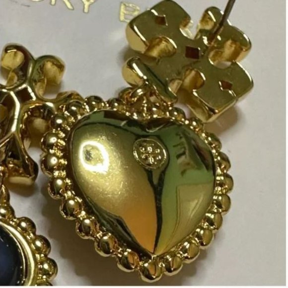 NWT TORY BURCH ROXANNE BLUE CRYSTAL DROP EARRINGS/DUSTBAG - Picture 4 of 6